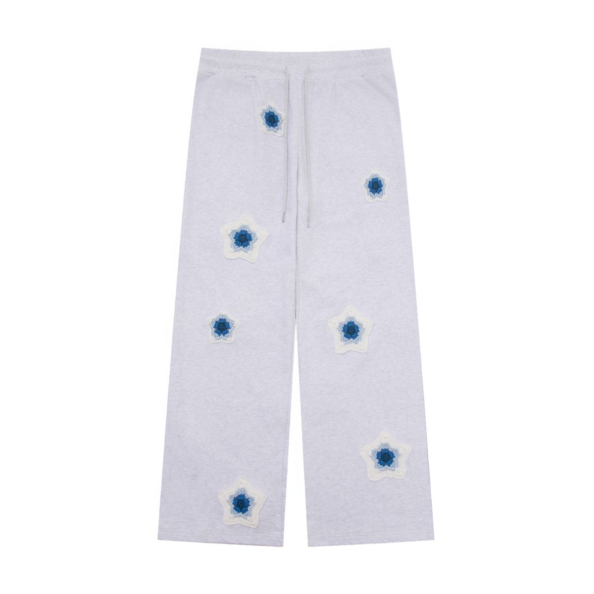 ARKYVE Blue Star Crochet Patch Sweatpants