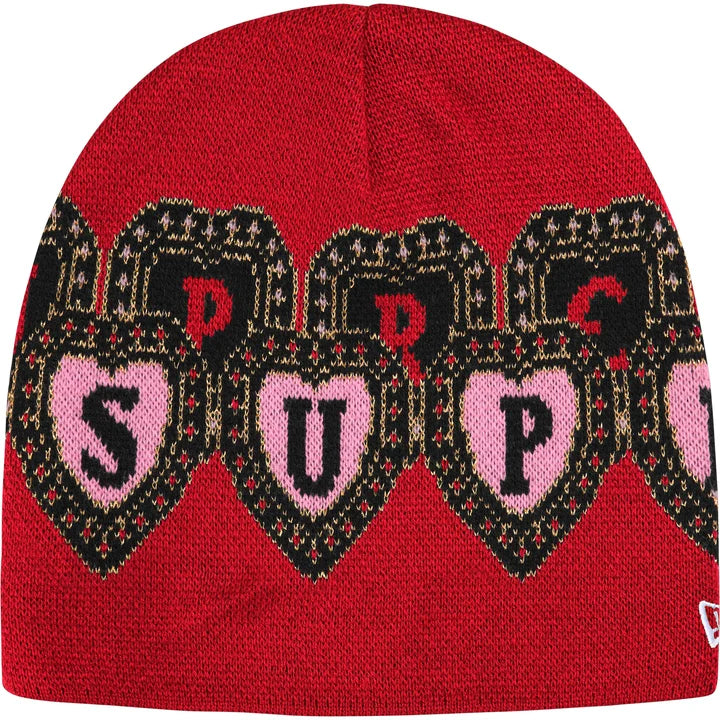 Supreme New Era Hearts Beanie Red