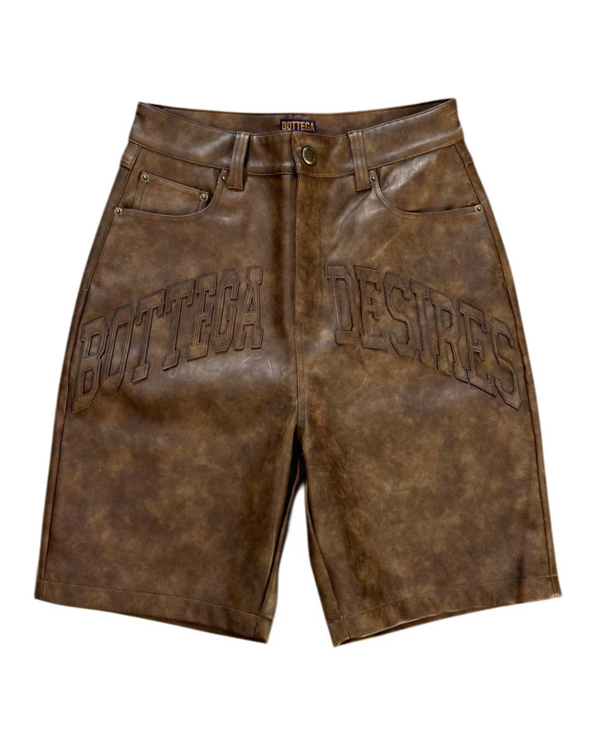 Bottega Desires Leather Shorts Brown DR