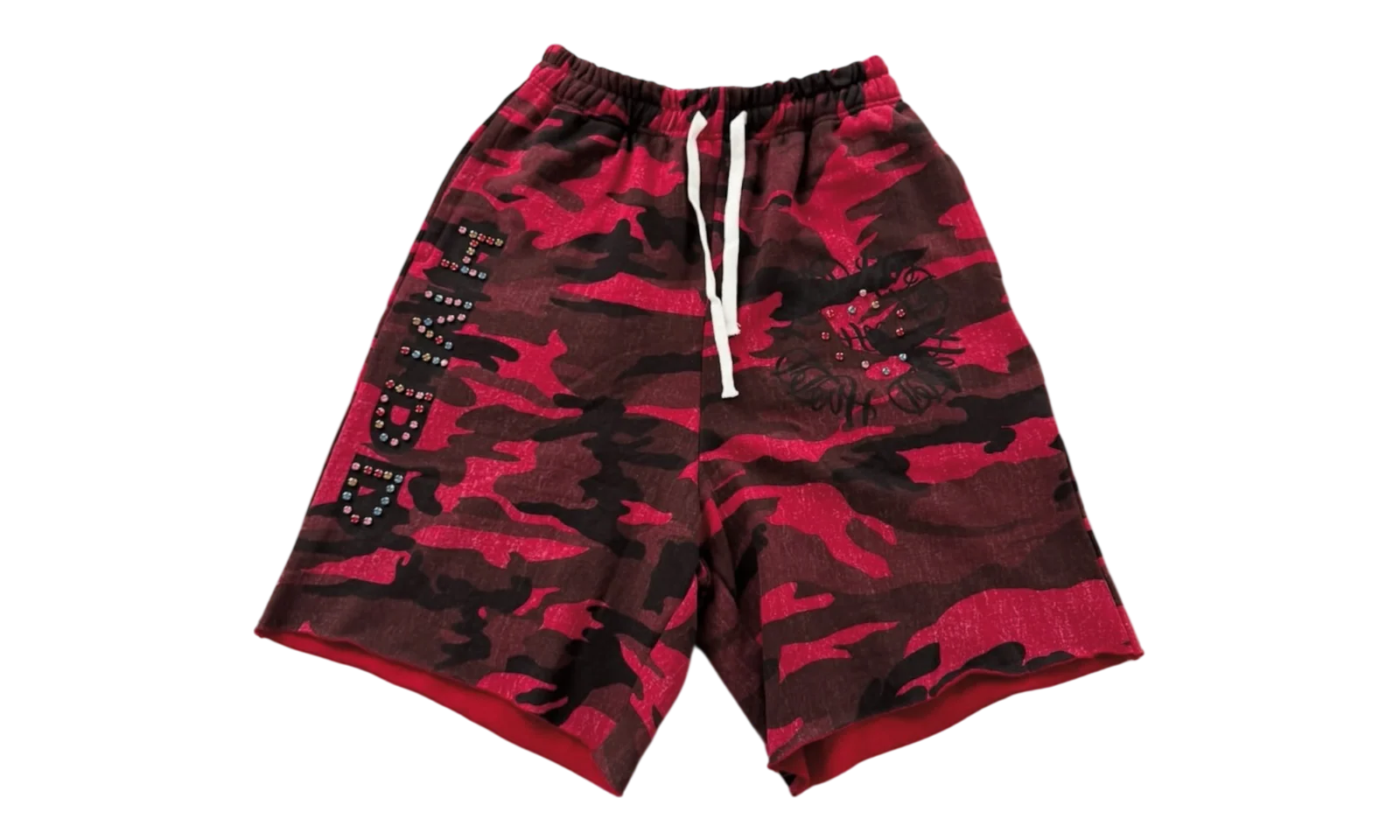 HAPPY MEMORIES DON'T DIE HMDD 'CHIMSTONE' RED SWEAT SHORTS FP