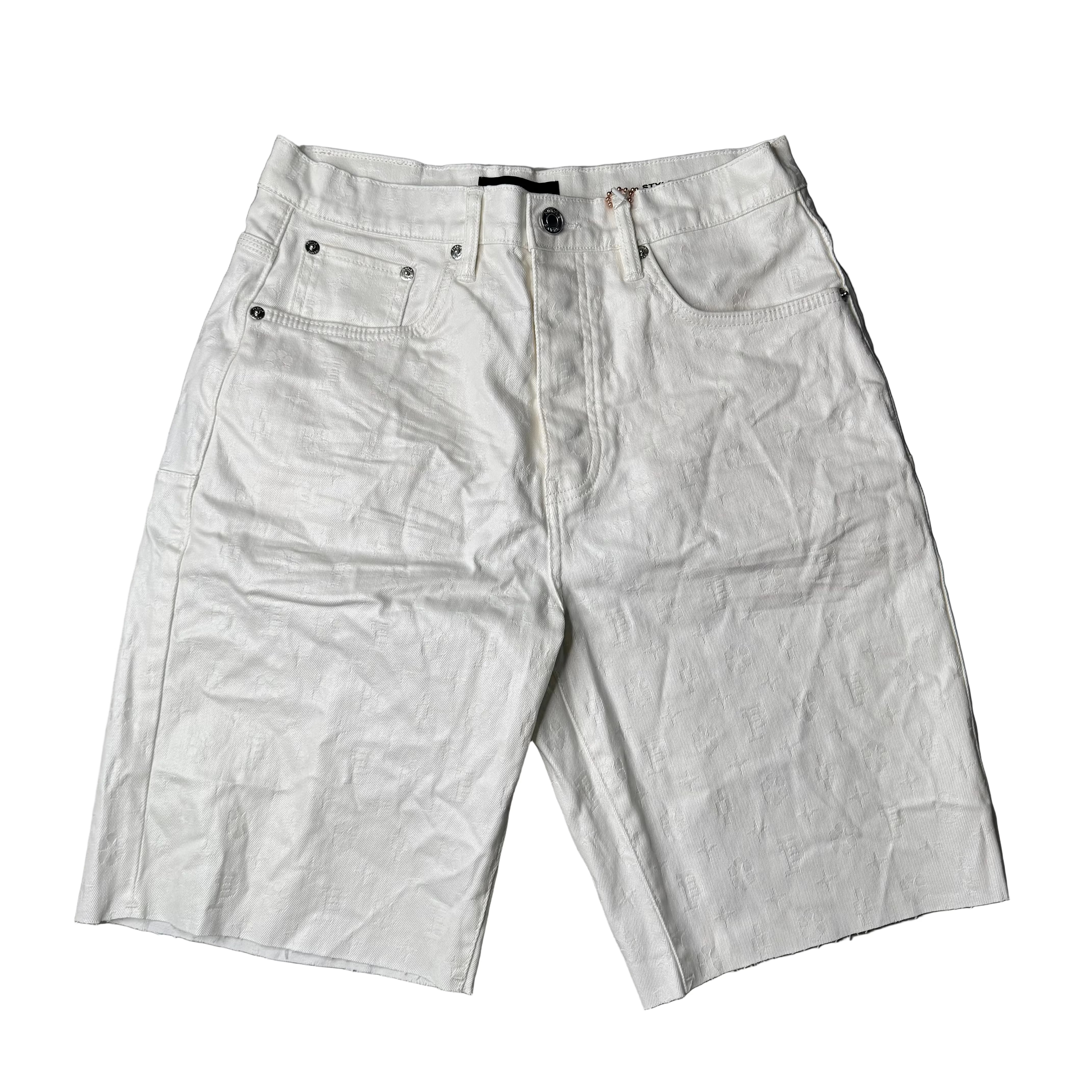 Purple Brand White Monogram Jacquard Jorts DOK