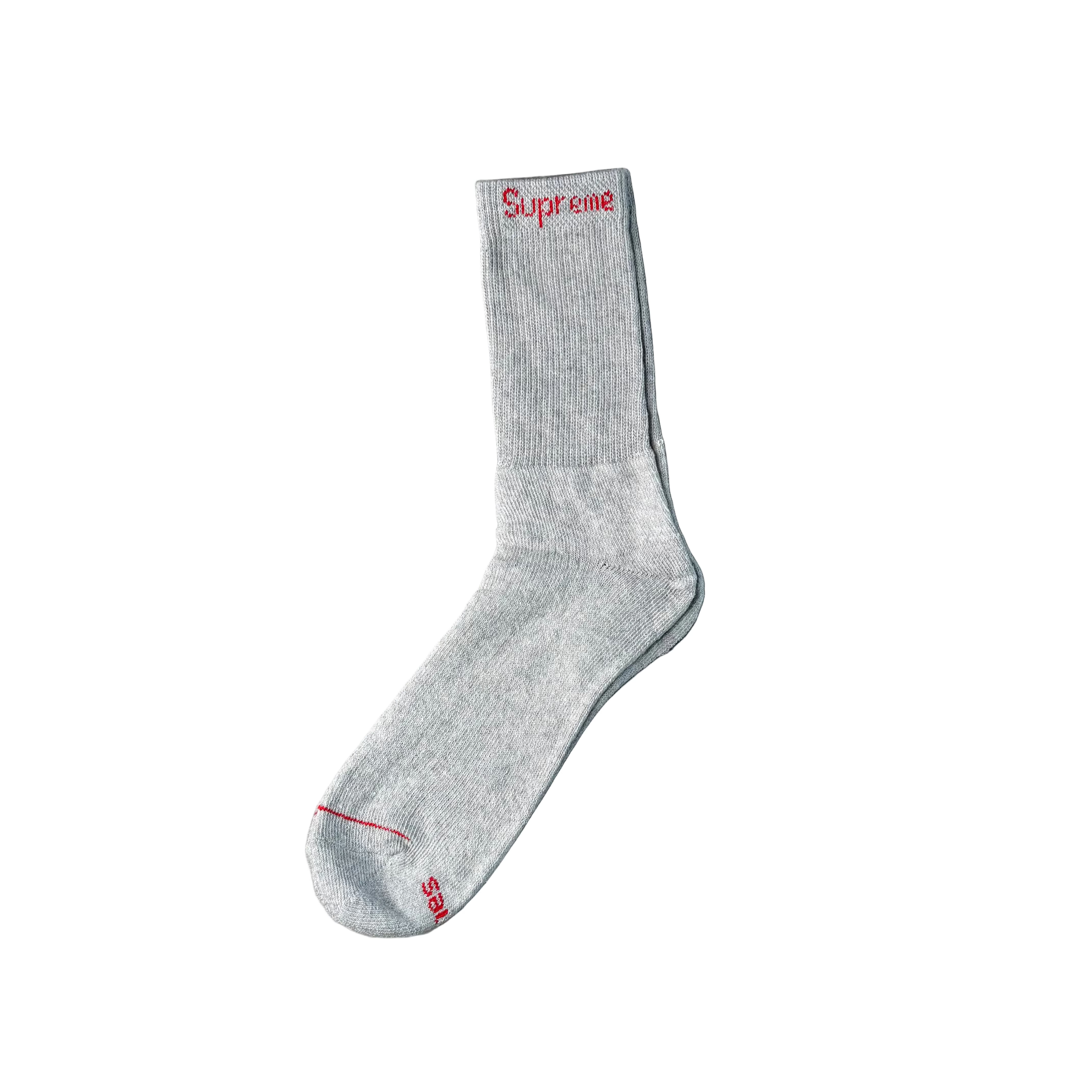 Supreme Hanes Crew Socks Grey Singles