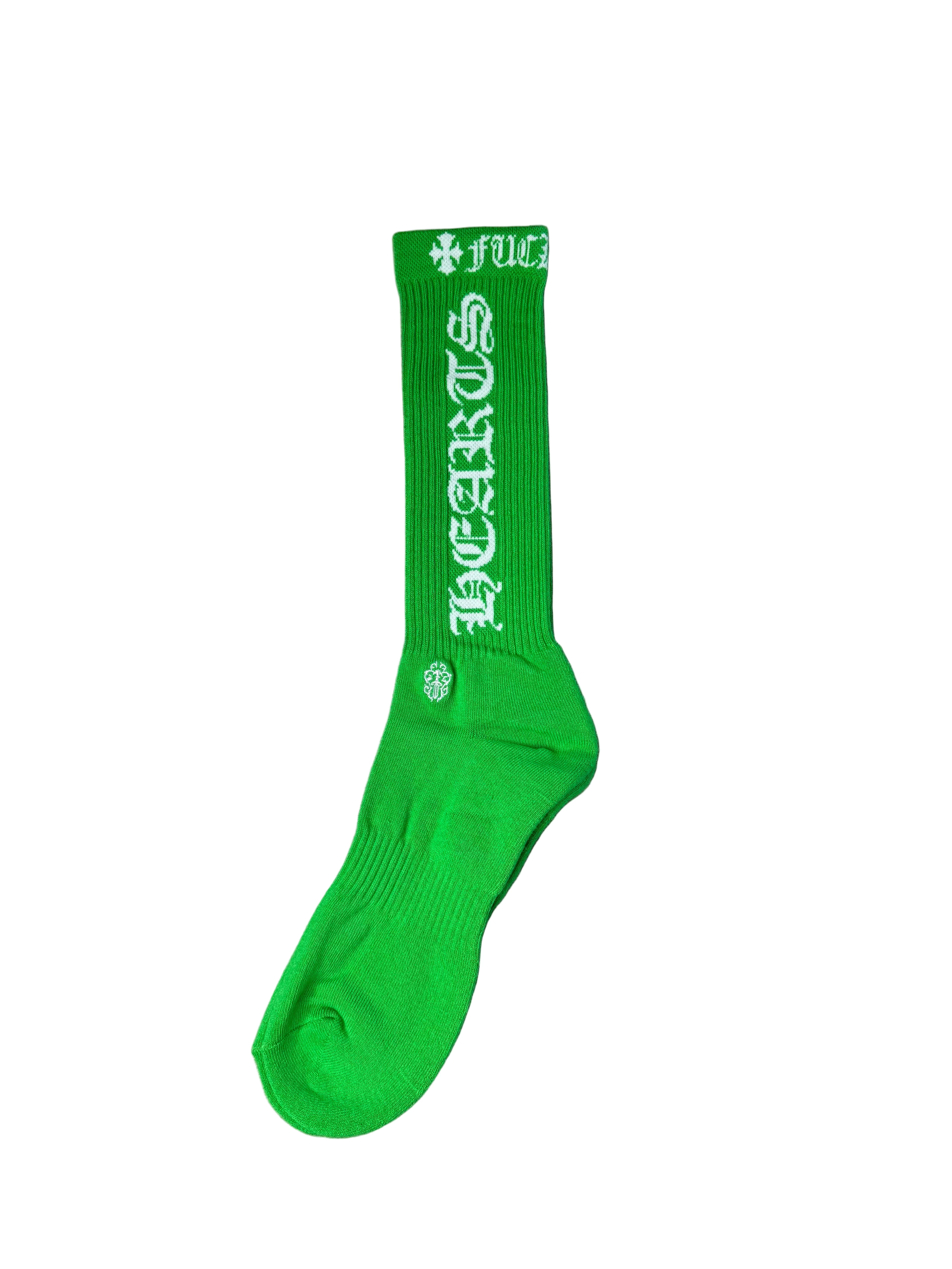 Chrome Hearts LOGO Socks Green/White ML