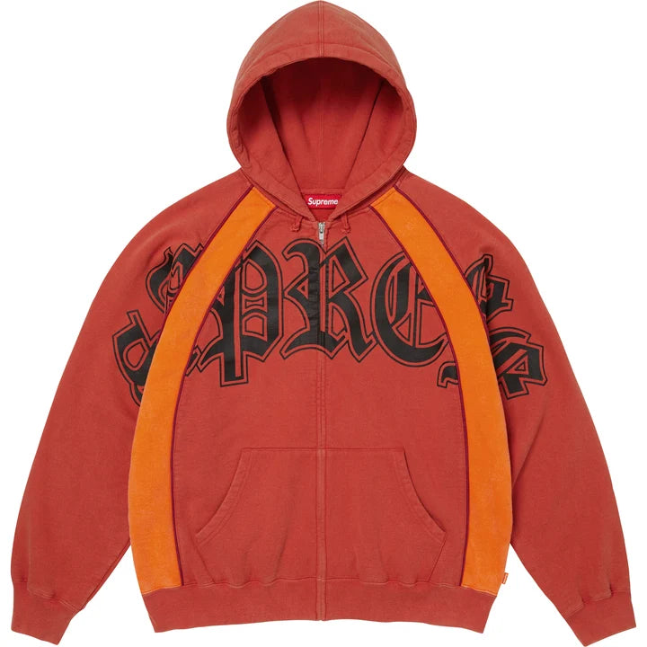 Supreme Paneled Zip Up Hooded Sweatshirt Red