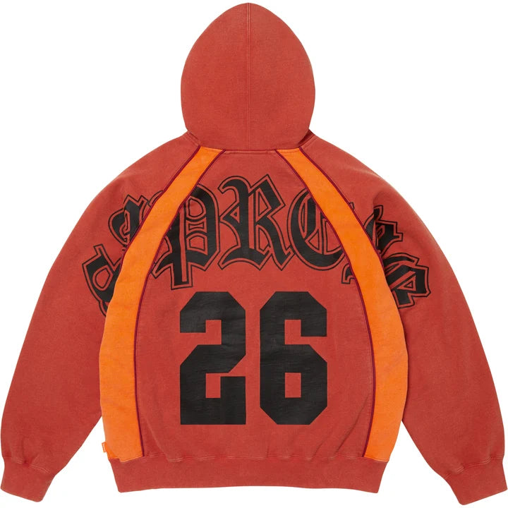 Supreme Paneled Zip Up Hooded Sweatshirt Red