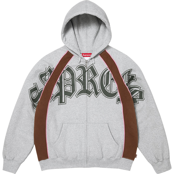 Supreme Paneled Zip Up Hooded Sweatshirt Grey
