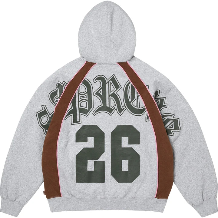 Supreme Paneled Zip Up Hooded Sweatshirt Grey