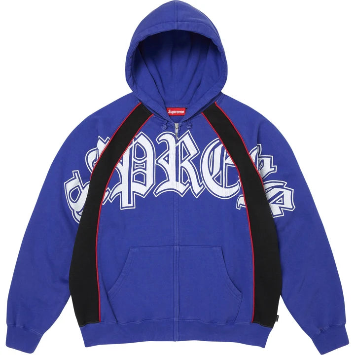 Supreme Paneled Zip Up Hooded Sweatshirt Blue