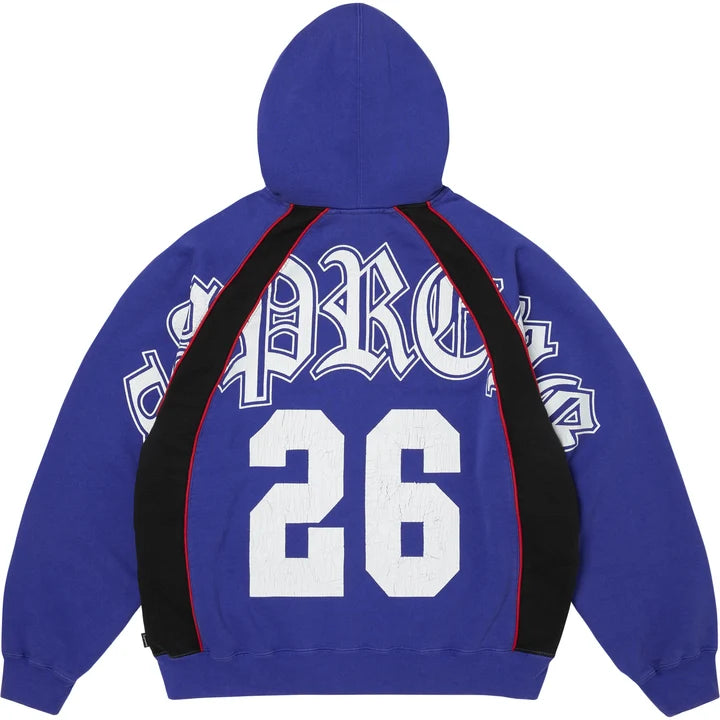 Supreme Paneled Zip Up Hooded Sweatshirt Blue