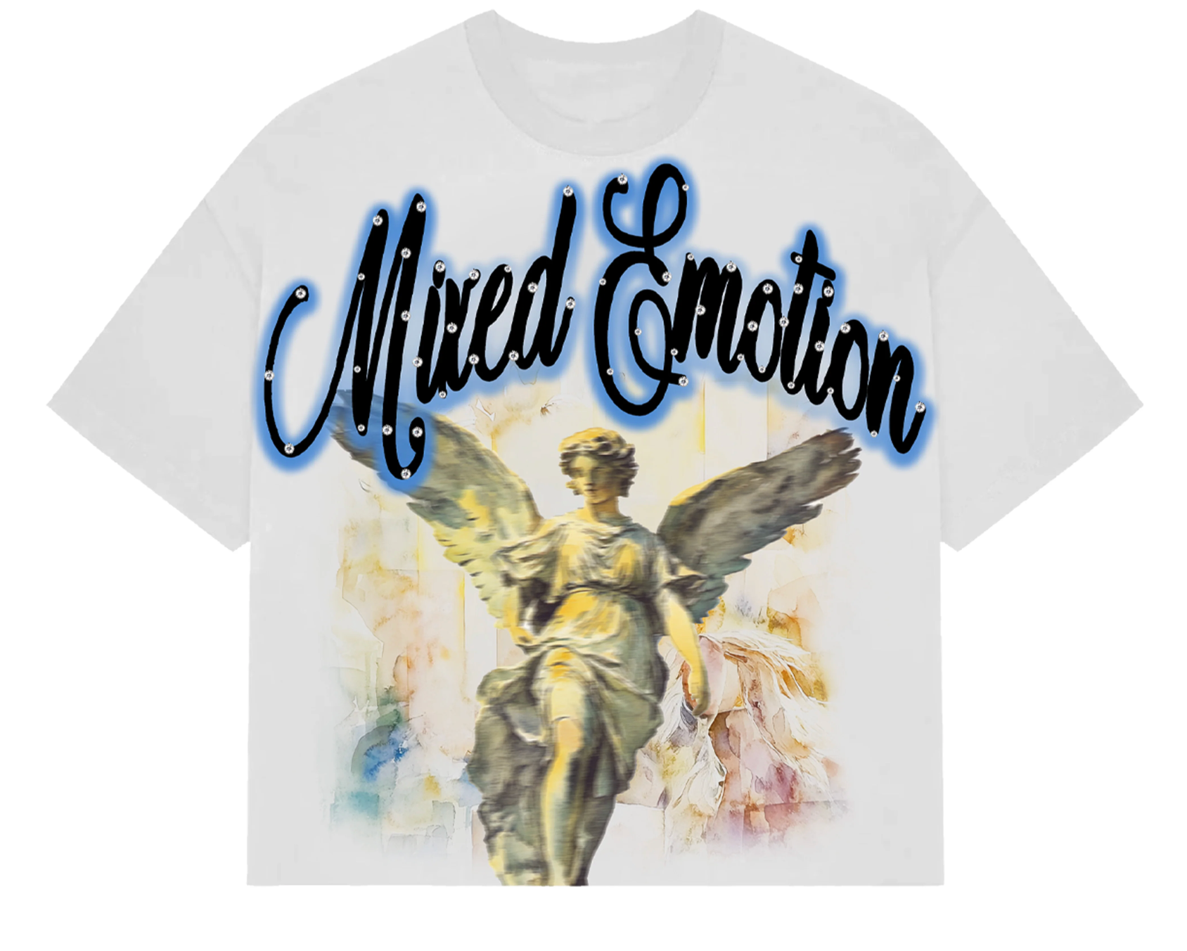 Mixed Emotion Blue “Rhinestone” Cropped Shirt FP