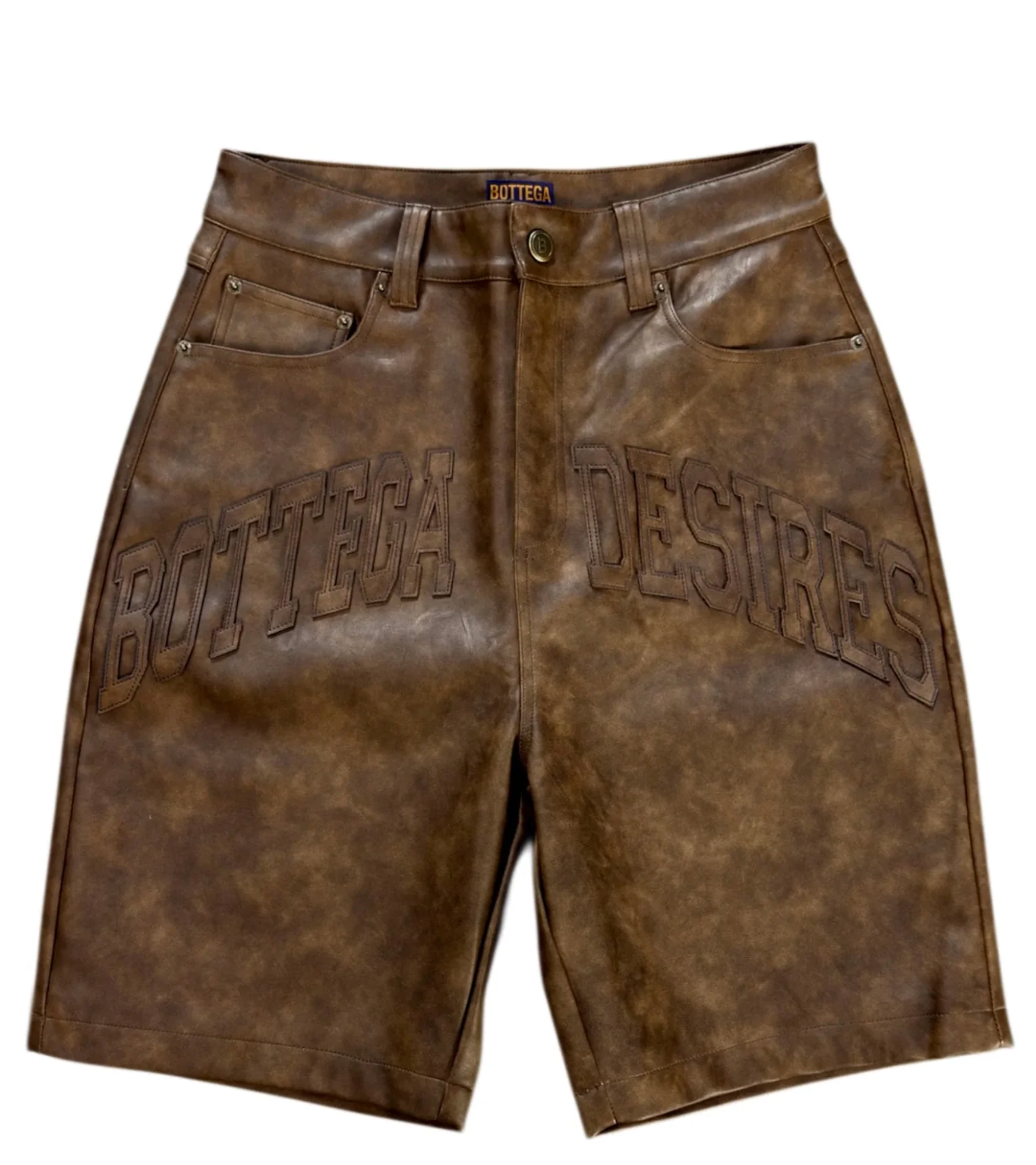 Bottega Desires Leather Shorts Brown FP