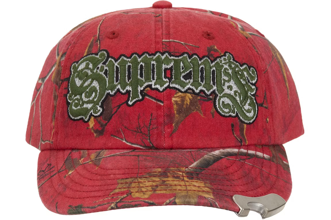 Supreme Bottle Opener 6-Panel Hat Red Camouflage