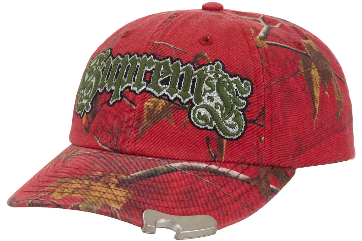 Supreme Bottle Opener 6-Panel Hat Red Camouflage