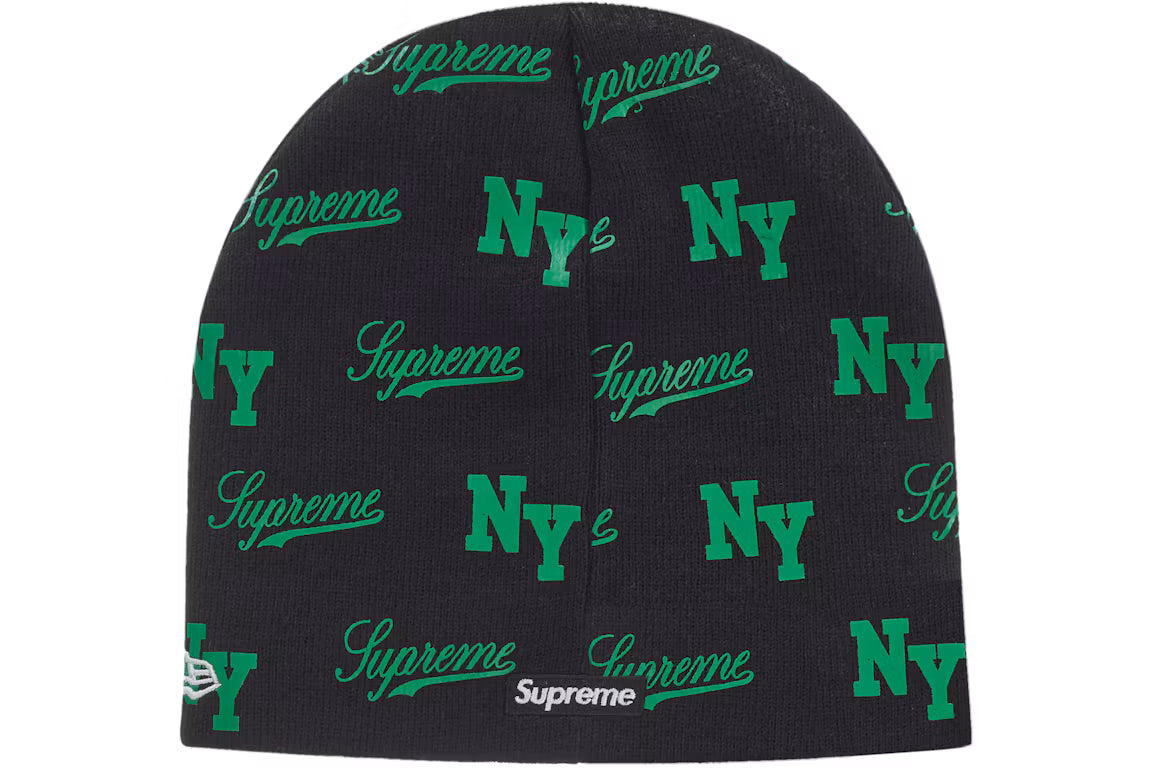 Supreme New Era Monogram Beanie Black DOK