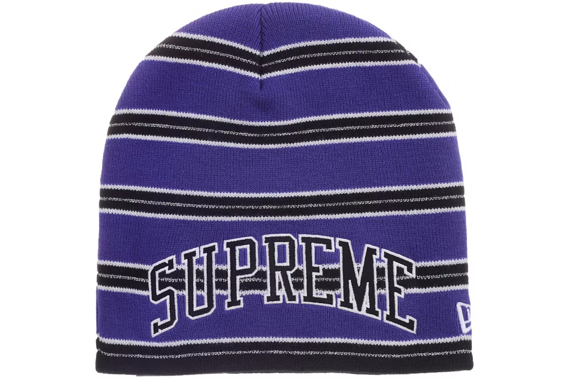Supreme New Era Stripe Beanie Purple DC