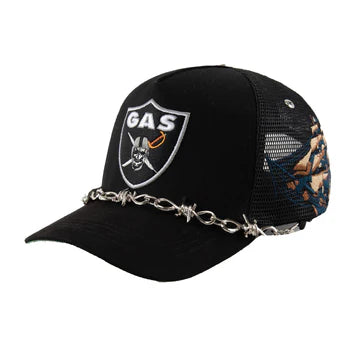 Gas Nation Black Raiders Cap Silver Chain