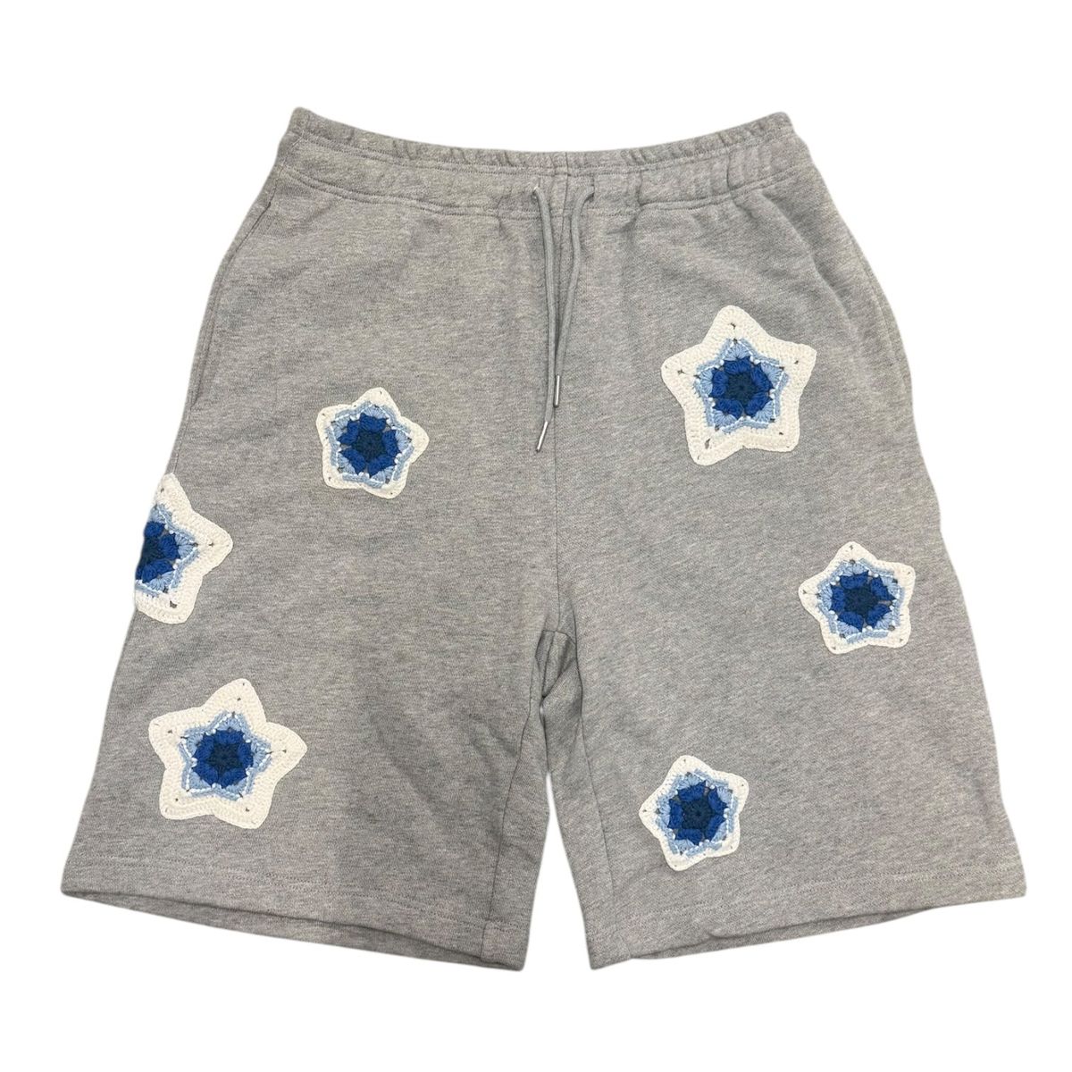 ARKYVE Grey Star Crochet Patch Sweatshorts