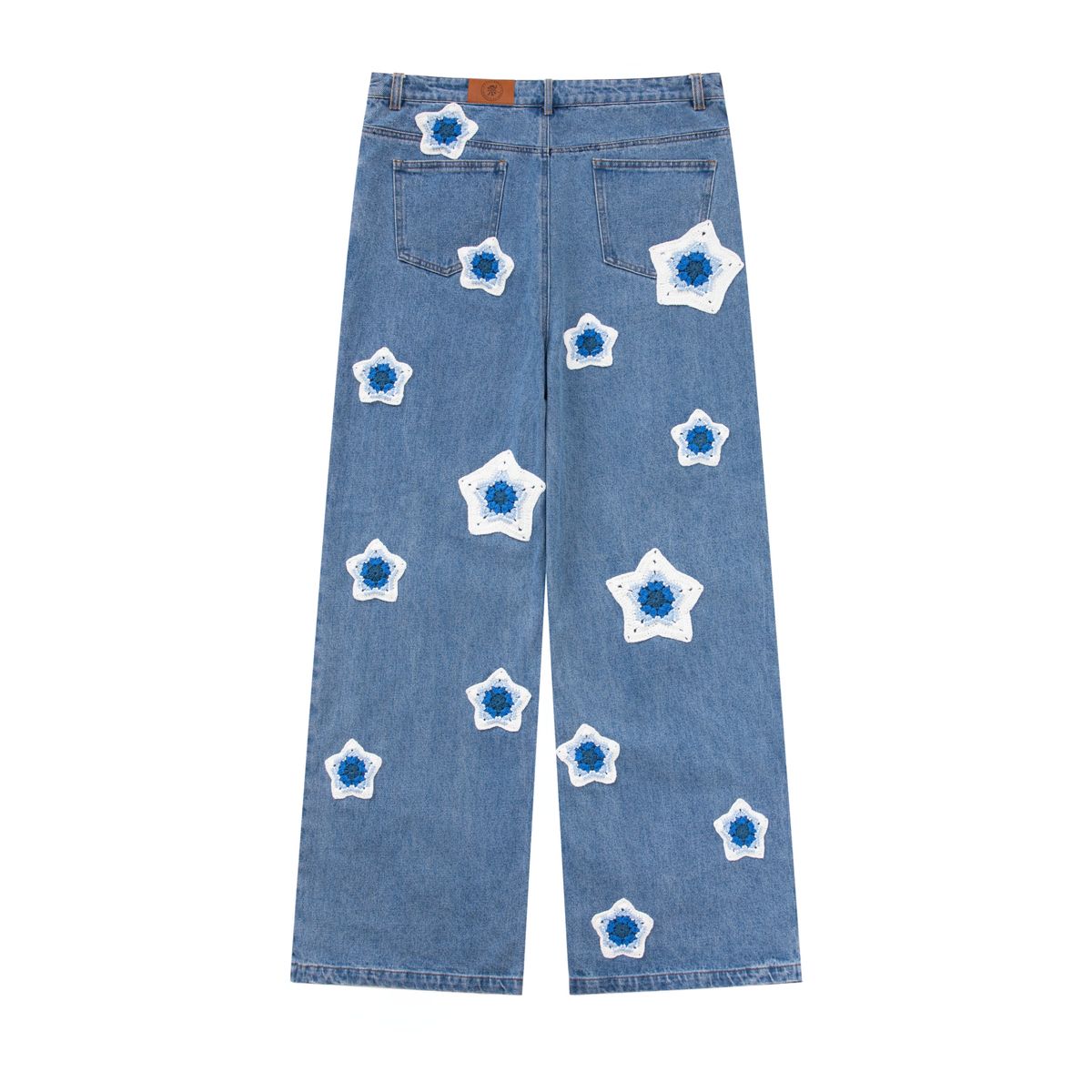 ARKYVE Blue Star Crochet Patch Denim