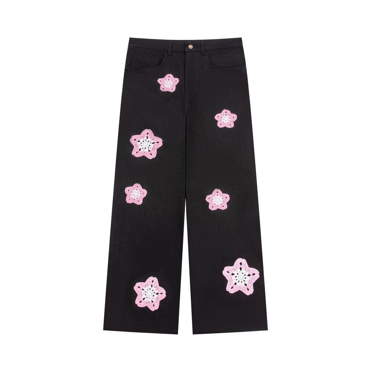 ARKYVE Pink Star Crochet Black Denim