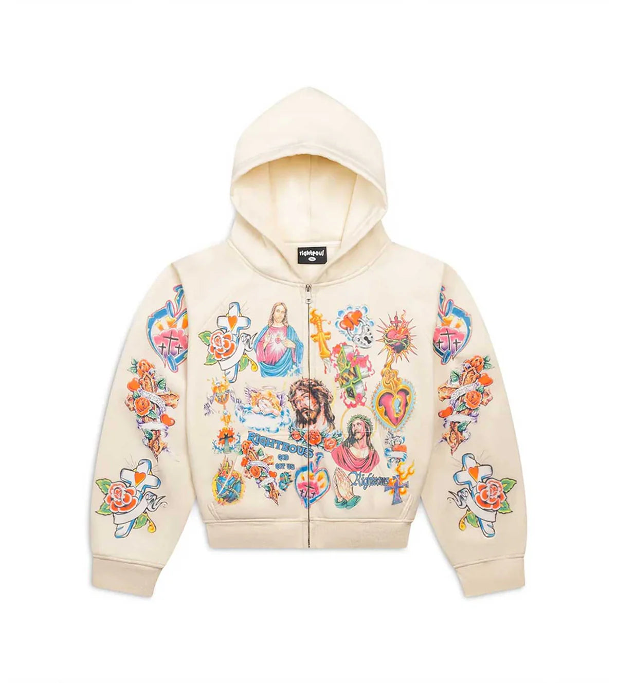 Righteous Risen King Zip Up Hoodie Cream