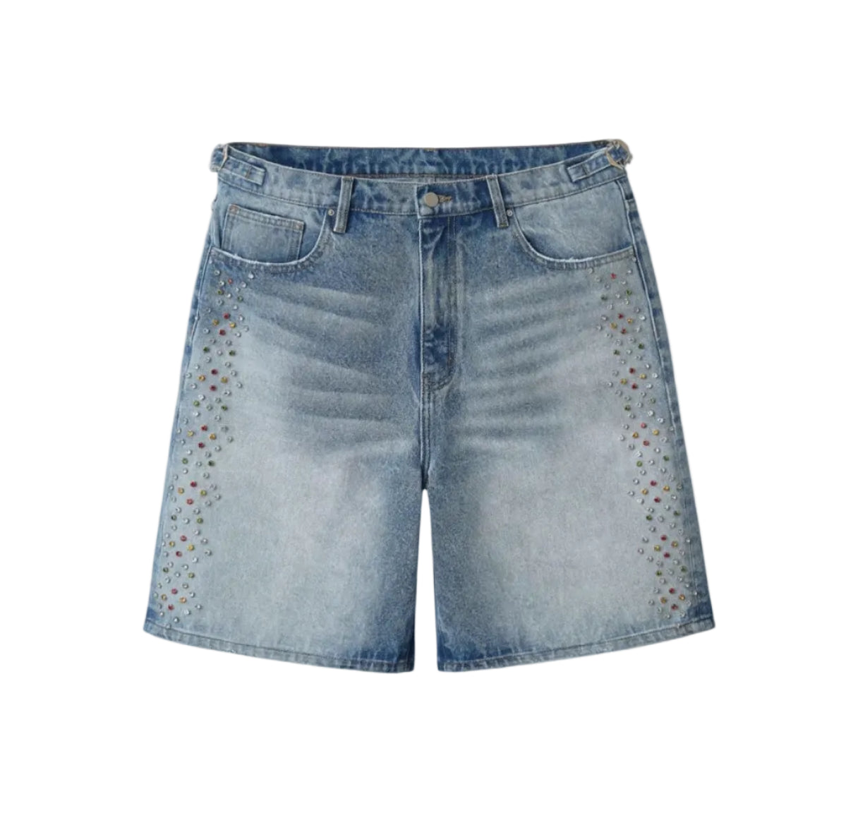 Happy Memories Don't Die HMDD H-Star Crystal Jean Shorts Blue