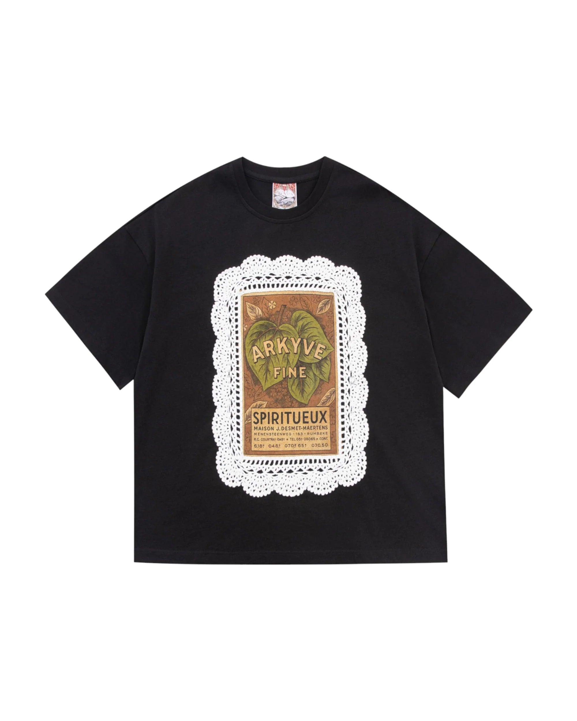 ARKYVE Crochet Wine Label Black Tee
