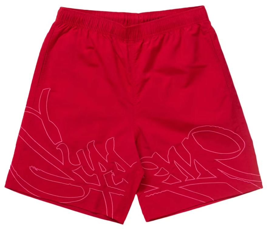 Supreme Tag Water Short Red