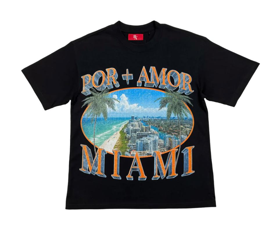POR + AMOR MIAMI' Love Tee - BLACK