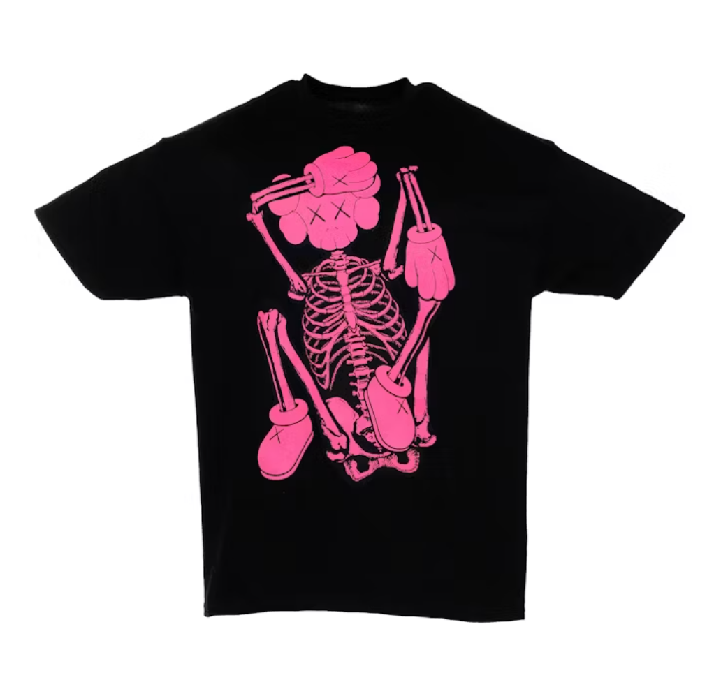 KAWS SKELETON NEW FICTION T-shirt Pink