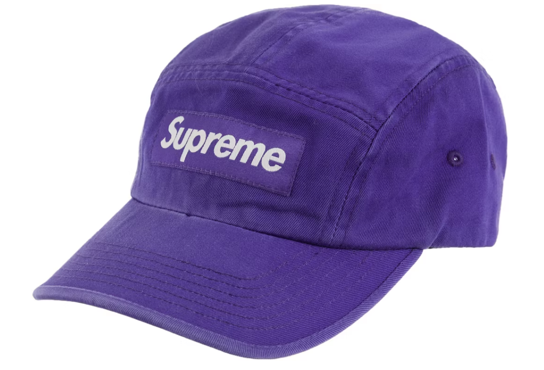 Supreme Washed Chino Twill Camp Cap (SS23) Purple DL