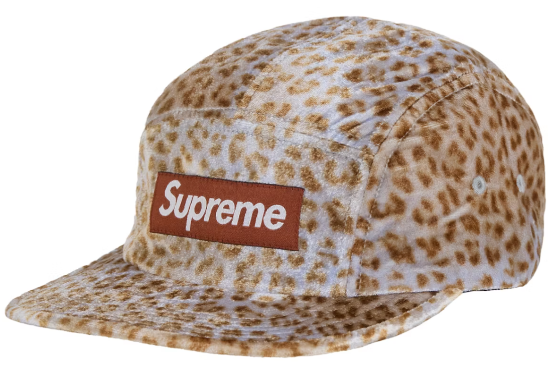 Supreme Leopard Velvet Camp Cap Tan DL