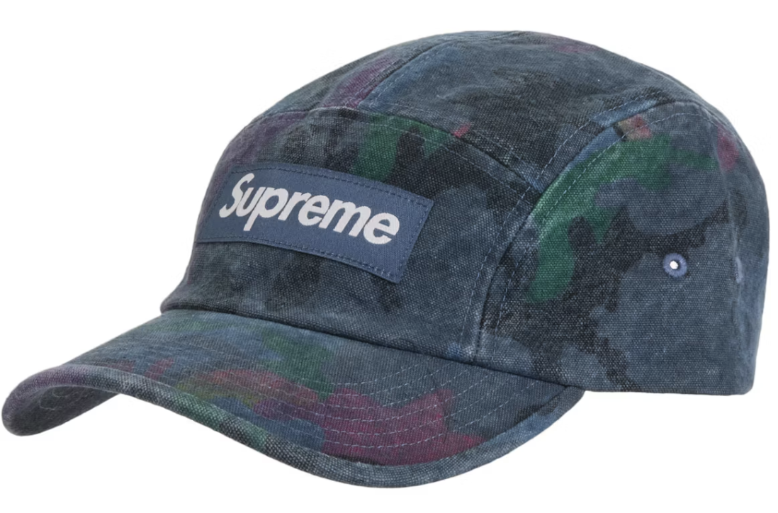 Supreme Washed Canvas Camp Cap (SS24) Navy Camo DL