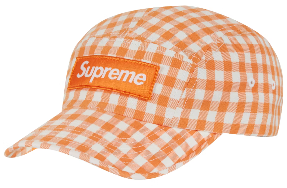 Supreme Gingham Camp Cap Orange DL
