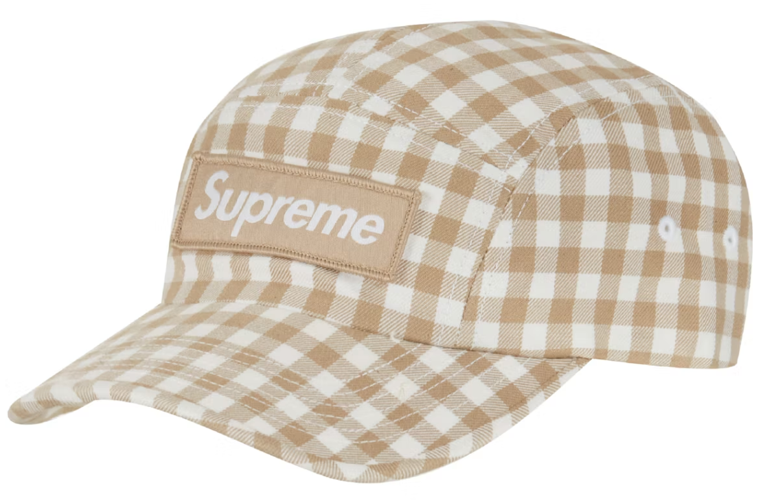 Supreme Gingham Camp Cap Tan DL