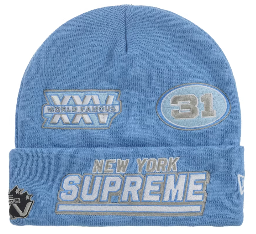 Supreme New Era Football Beanie Light Blue ML
