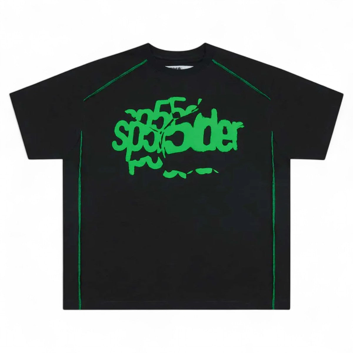 Sp5der Stitch Slub Tee Black