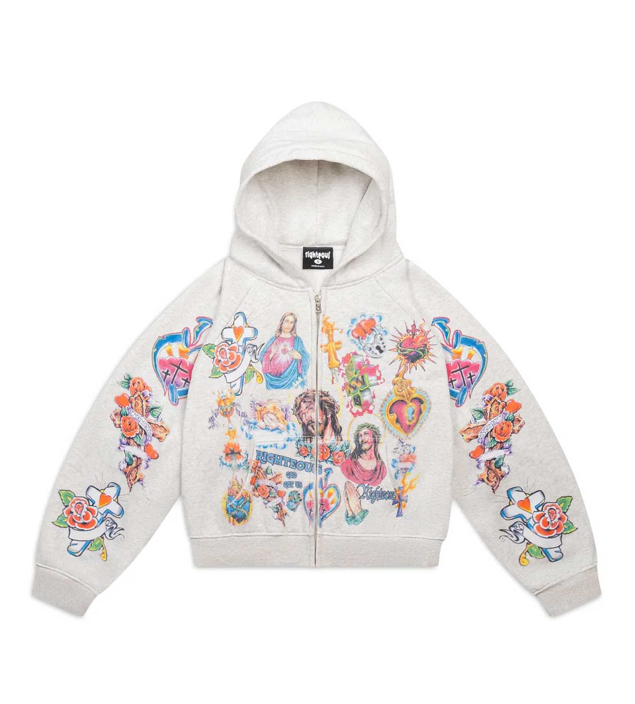 Righteous Risen King Zip Up Hoodie Grey ML